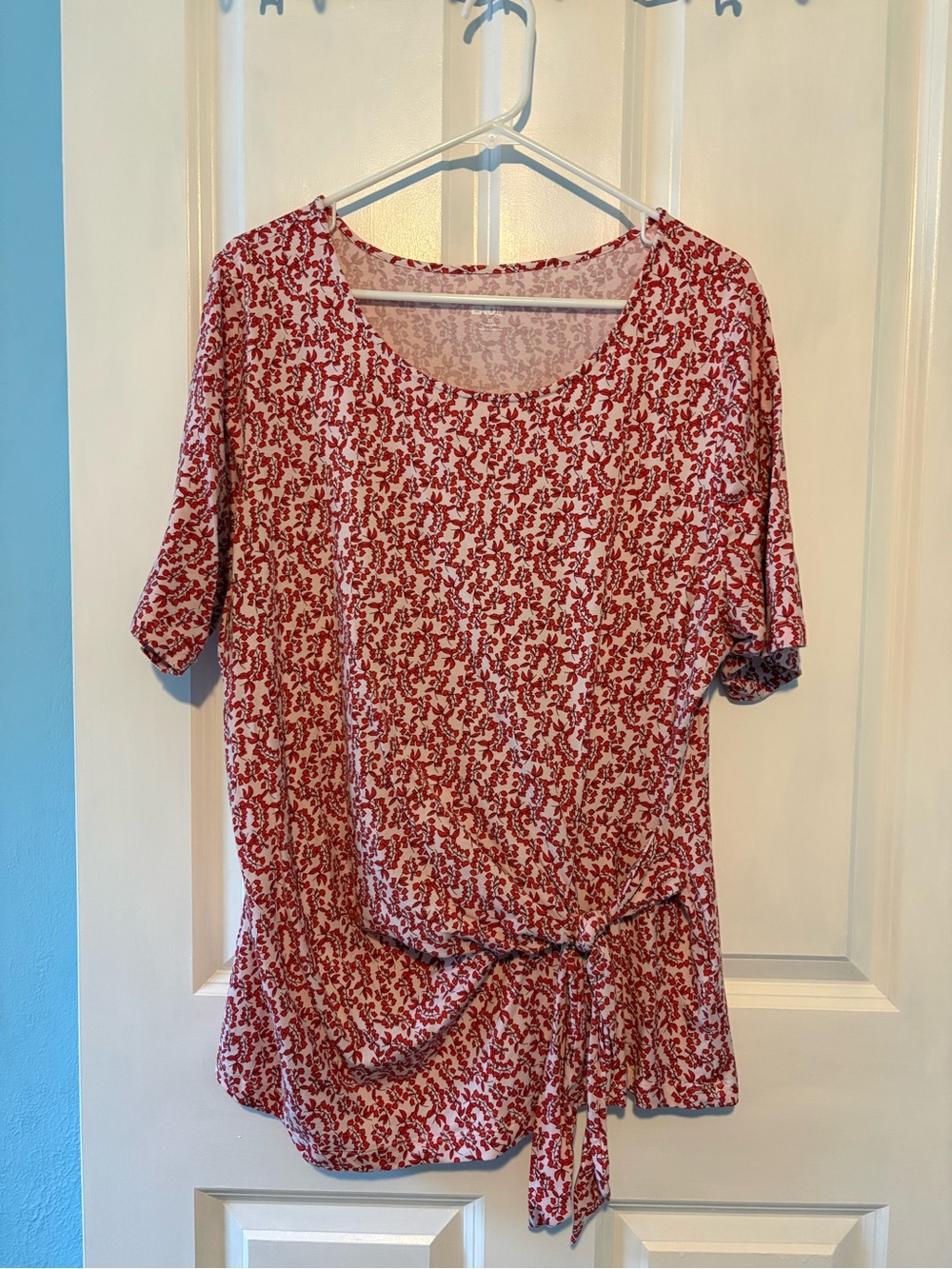Lands' End Red Printed Tie-Front Women’s Tunic